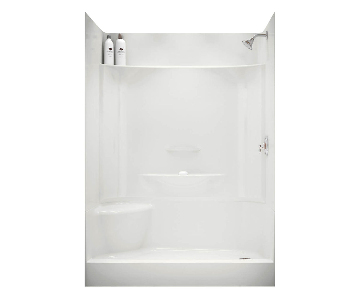 MAAX 145043-000-002-593 KDS 3460 AFR AcrylX Alcove Center Drain Four-Piece Shower in White