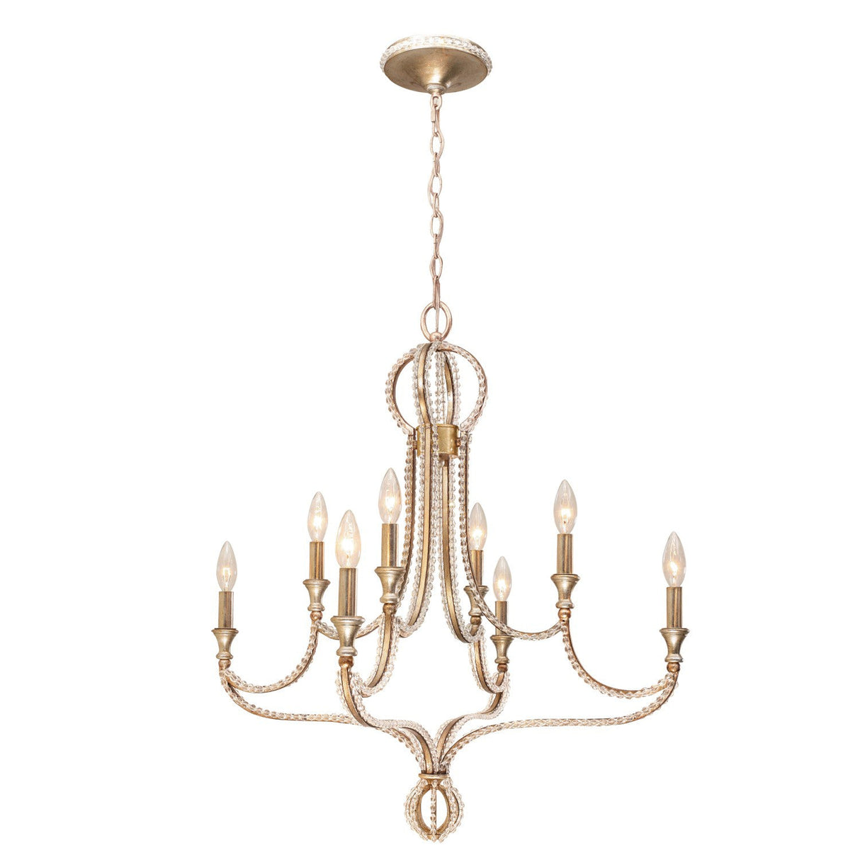 Garland 8 Light Crystal Bead Distressed Twilight Chandelier 6768-DT