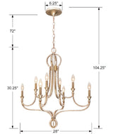 Garland 8 Light Crystal Bead Distressed Twilight Chandelier 6768-DT