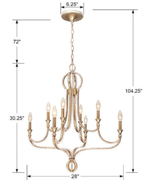 Garland 8 Light Crystal Bead Distressed Twilight Chandelier 6768-DT