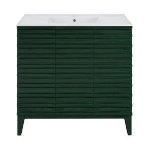 Cascade 36" Freestanding Bathroom Vanity in Green Oak with Sink Top
