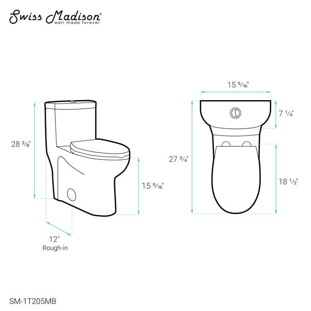 Sublime One-Piece Elongated Toilet Dual-Flush in Matte Black 1.1/1.6 gpf