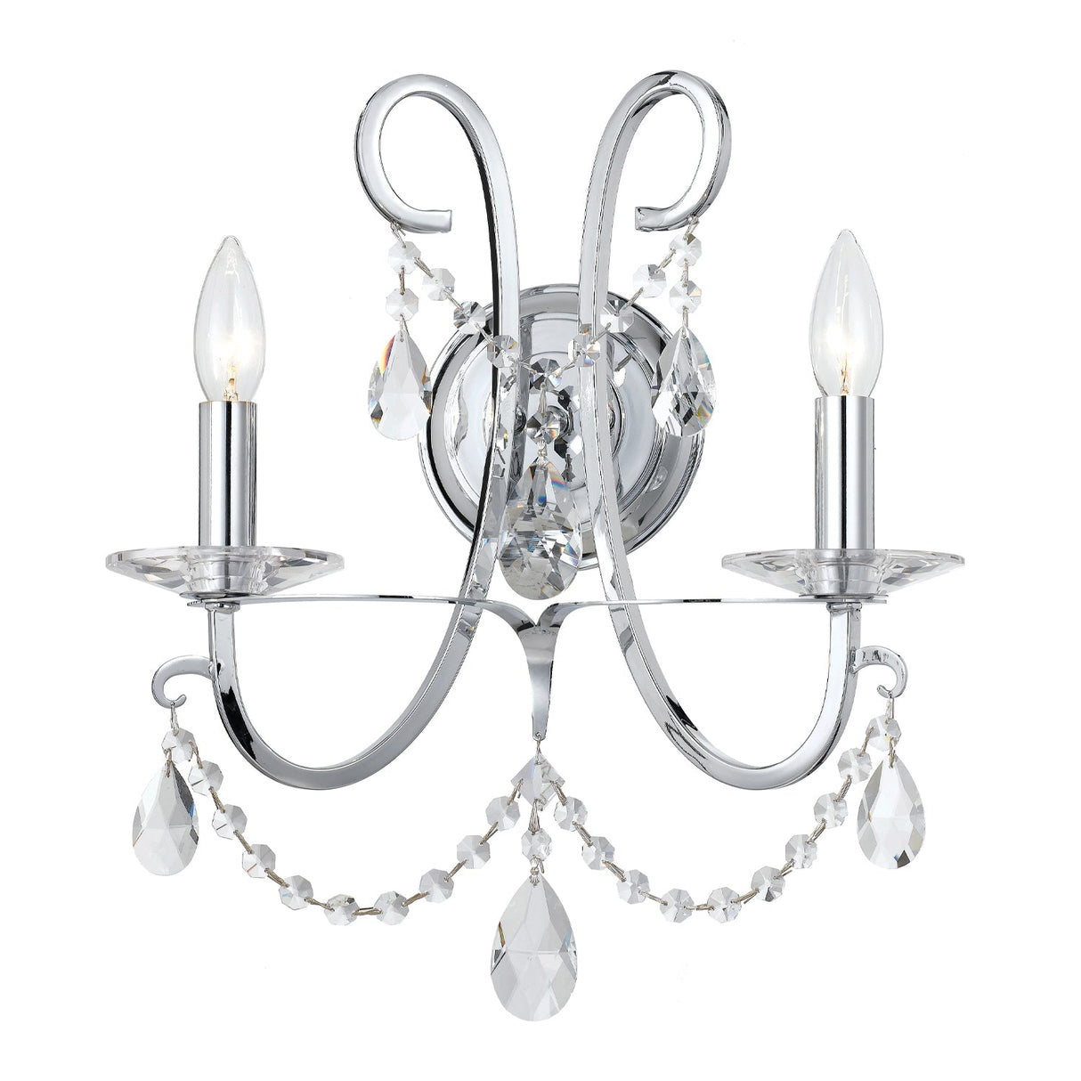 Othello 2 Light Spectra Crystal Polished Chrome Sconce 6822-CH-CL-SAQ