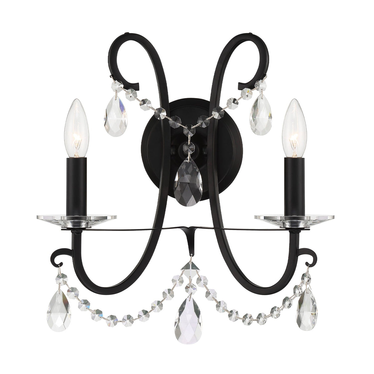 Othello 2 Light Matte Black Sconce 6822-MK-CL-MWP