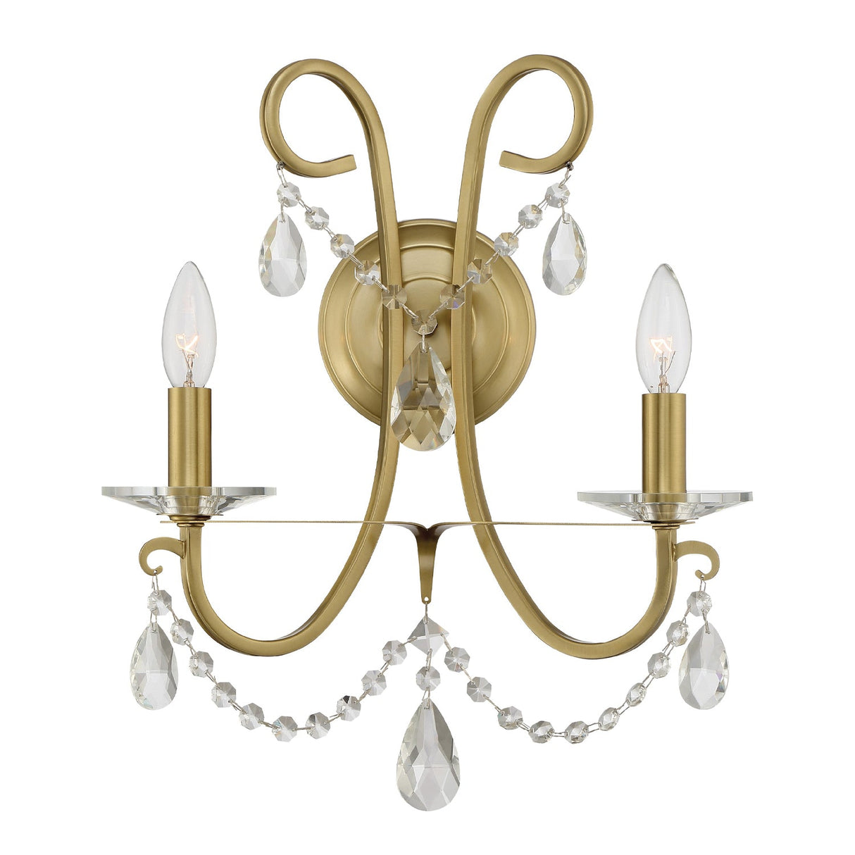 Othello 2 Light Spectra Crystal Vibrant Gold Sconce 6822-VG-CL-SAQ