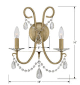 Othello 2 Light Swarovski Strass Crystal Polished Chrome Sconce 6822-CH-CL-S