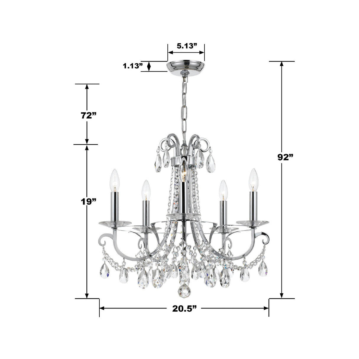 Othello 5 Light Polished Chrome Chandelier 6825-CH-CL-MWP