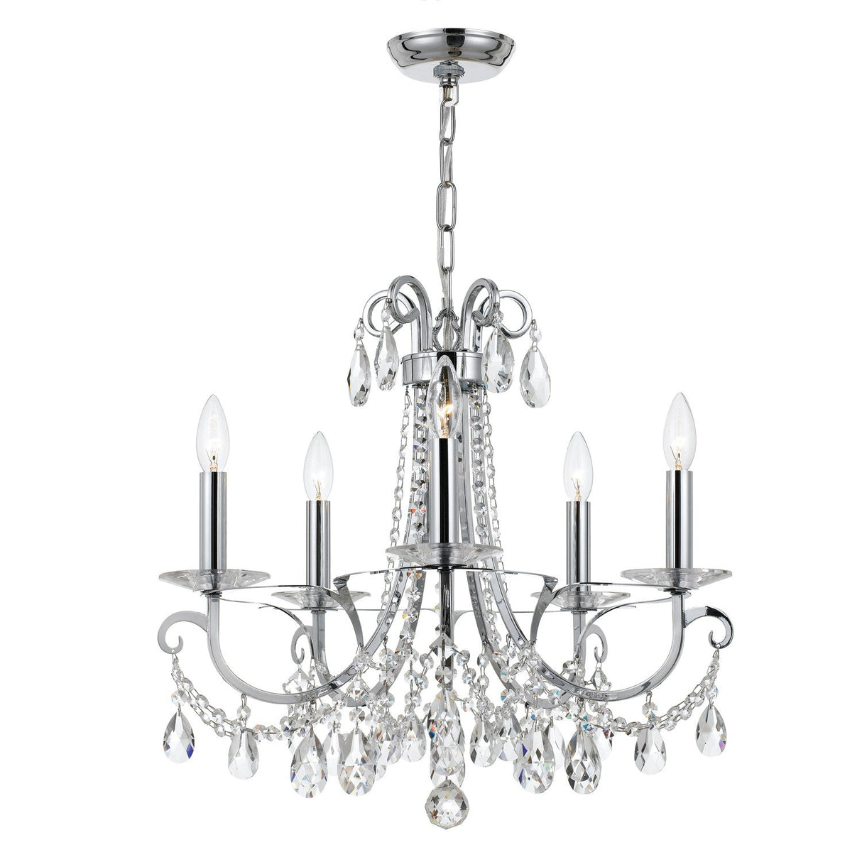 Othello 5 Light Swarovski Strass Crystal Polished Chrome Chandelier 6825-CH-CL-S