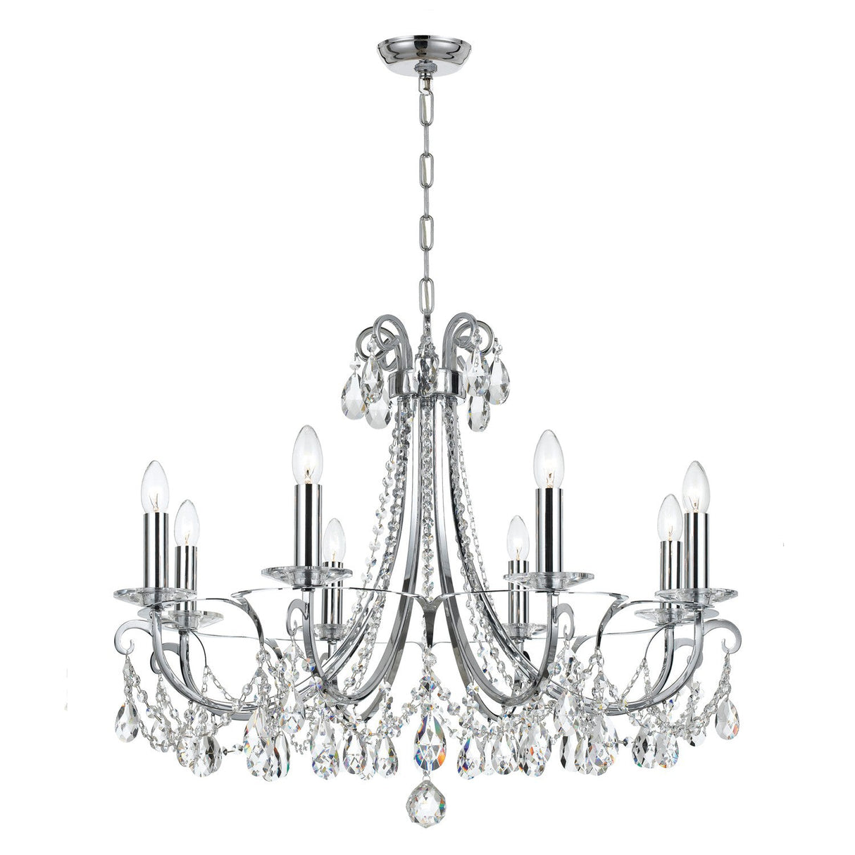 Othello 8 Light Swarovski Strass Crystal Polished Chrome Chandelier 6828-CH-CL-S