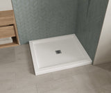 MAAX 420034-503-001-100 B3Square 4236 Acrylic Corner Right Shower Base in White with Center Drain