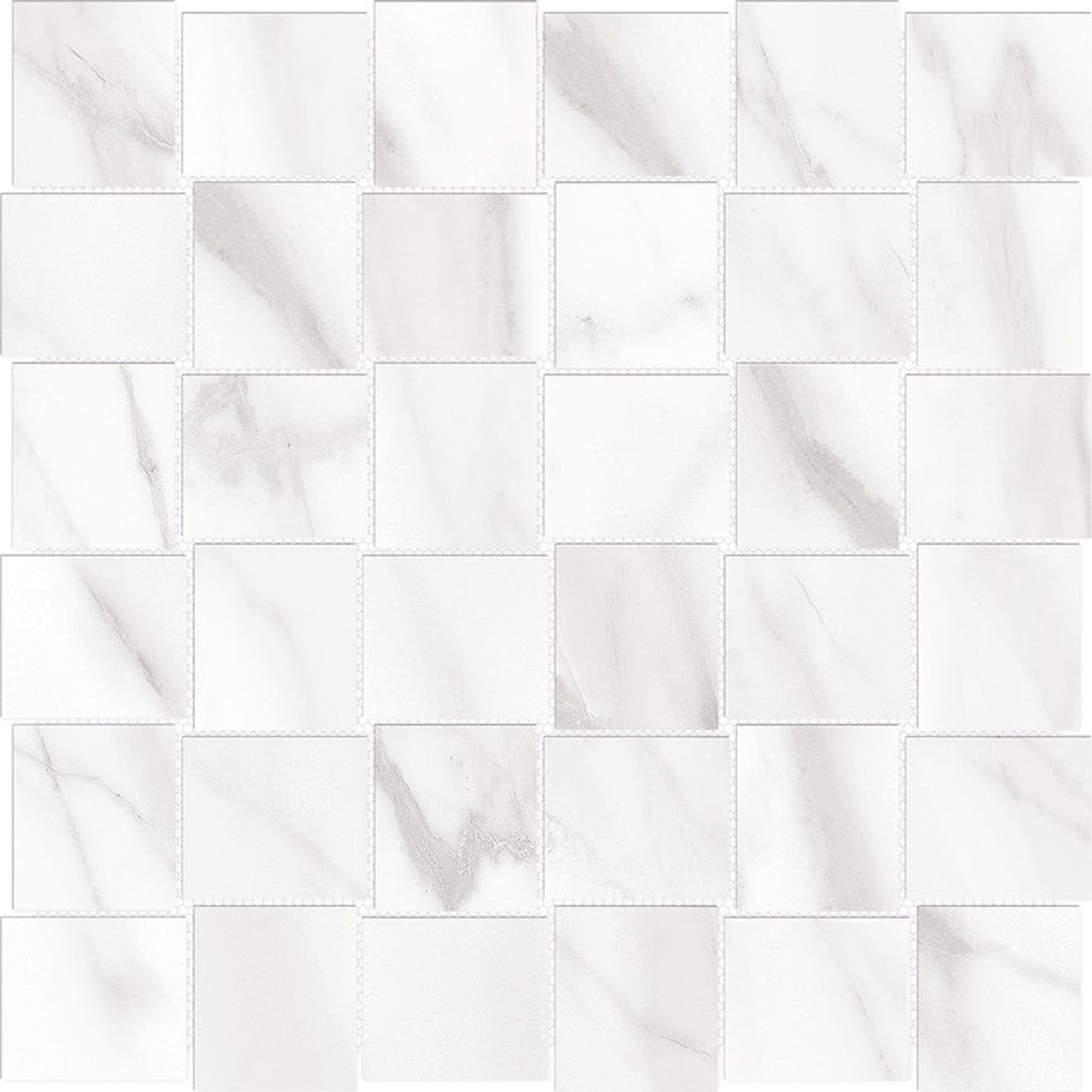 Anatolia Tile 2X2 Basketweave Mayfair Volakas Grigio Polished Porcelain Mosaics. 1 Sheet = .98 Sq. Ft. 4501-0144-1 Volakas Grigio 2x2 Basketweave Polished - premium natural stone mosaic tile from Anatolia Tile, available at PoshHaus showroom in Keene, NH