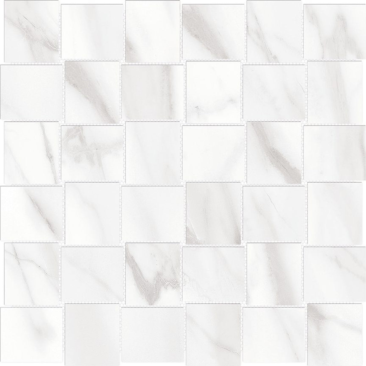 Anatolia Tile 2X2 Basketweave Mayfair Volakas Grigio Matte Porcelain Mosaics. 1 Sheet = .98 Sq. Ft. 4501-0133-1 Volakas Grigio 2x2 Basketweave Matte - premium natural stone mosaic tile from Anatolia Tile, available at PoshHaus showroom in Keene, NH