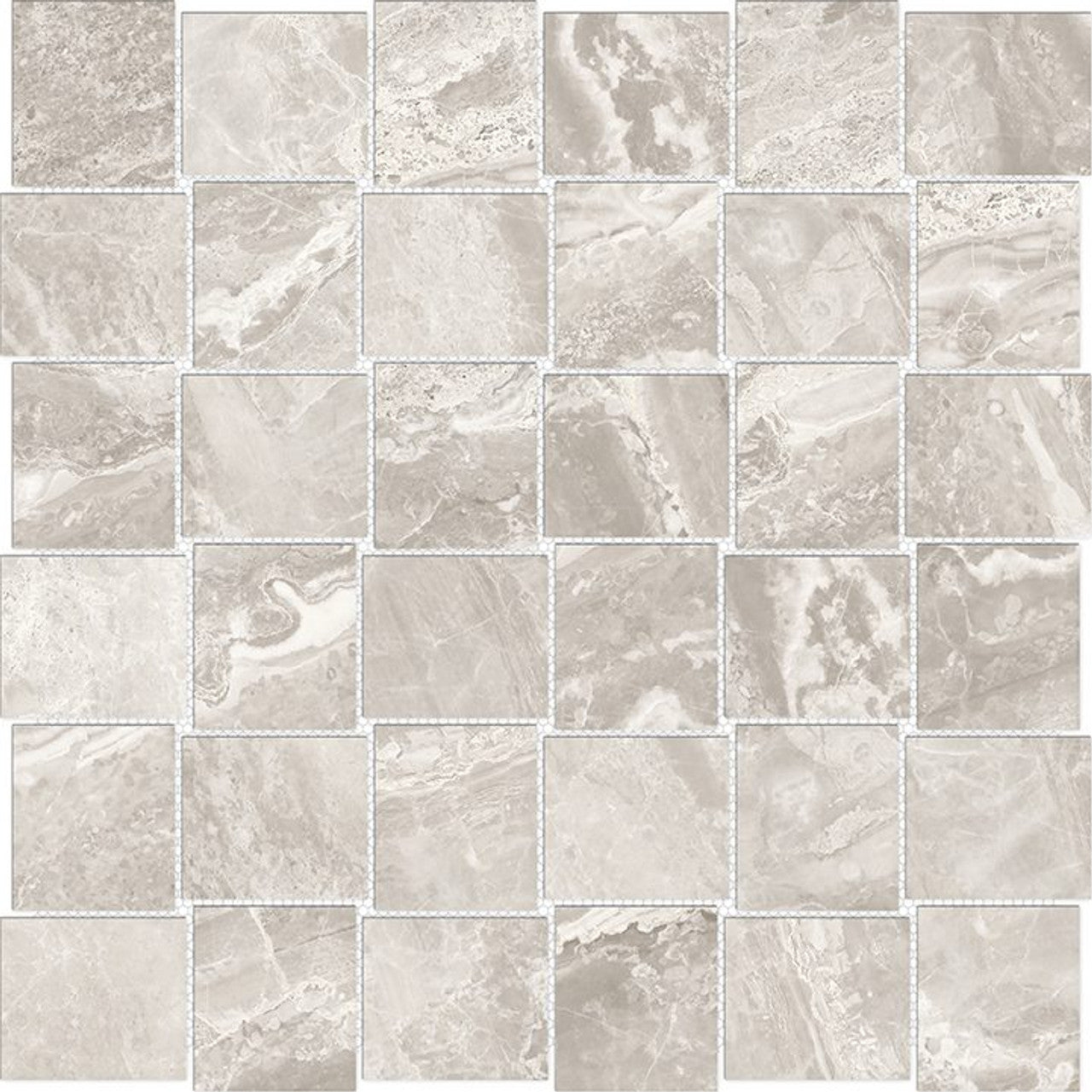 Anatolia Tile 2X2 Basketweave Mayfair Stella Agento Matte Porcelain Mosaics. 1 Sheet = .98 Sq. Ft. 4501-0130-1 Stella Argento 2x2 Basketweave Polished - premium natural stone mosaic tile from Anatolia Tile, available at PoshHaus showroom in Keene, NH