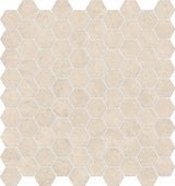 Anatolia Tile 1.25 Inch Mayfair Allure Ivory Polished Porcelain Hexagon Mosaics. 1 Sheet = .97 Sq. Ft. 4501-0145-1 Allure Ivory 1.25" Hexagon - premium natural stone mosaic tile from Anatolia Tile, available at PoshHaus showroom in Keene, NH