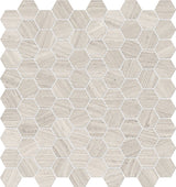 Anatolia Tile 1.25 Inch Mayfair Strada Ash Polished Porcelain Hexagon Mosaics. 1 Sheet = .97 Sq. Ft. 4501-0149-1 Strada Ash 1.25" Hexagon - premium natural stone mosaic tile from Anatolia Tile, available at PoshHaus showroom in Keene, NH