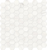 Anatolia Tile 1.25 Inch Mayfair Suave Bianco Polished Porcelain Hexagon Mosaics. 1 Sheet = .97 Sq. Ft. 4501-0150-1 Suave Bianco 1.25" Hexagon - premium natural stone mosaic tile from Anatolia Tile, available at PoshHaus showroom in Keene, NH