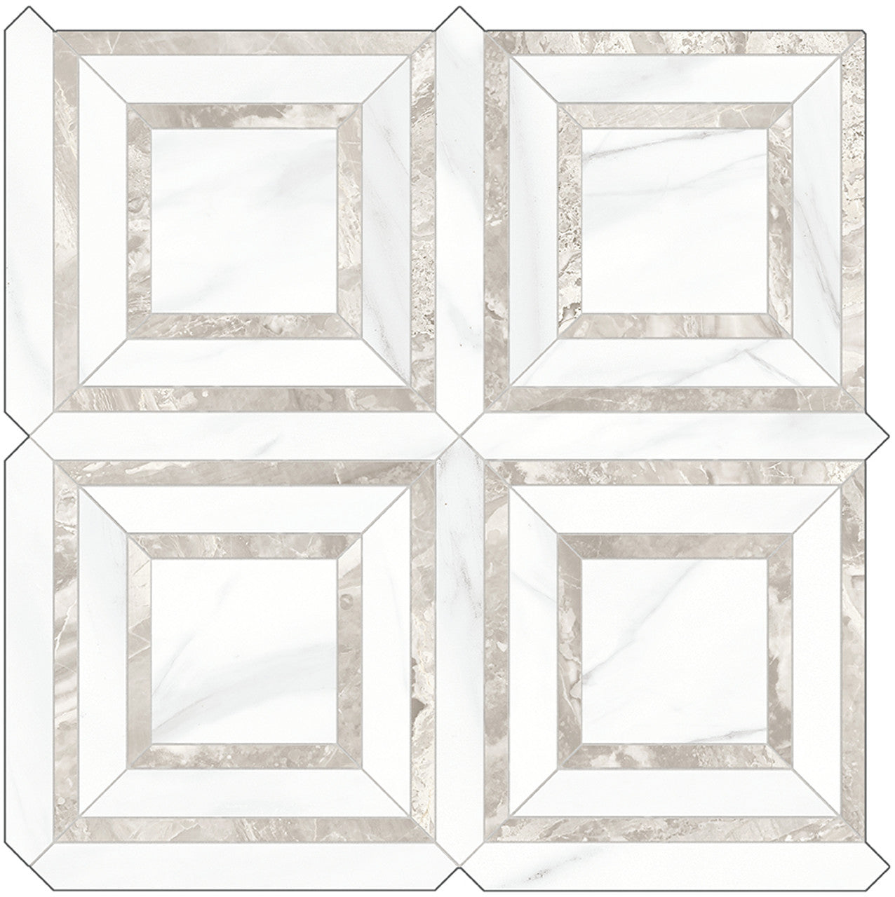 Anatolia Tile Mayfair Volakas Grigio Piazza Polished Porcelain Mosaic. 1 Sheet = .96 Sq. Ft. 4501-0157-1 Volakas Grigio Piazza - premium natural stone mosaic tile from Anatolia Tile, available at PoshHaus showroom in Keene, NH
