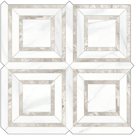 Anatolia Tile Mayfair Volakas Grigio Piazza Polished Porcelain Mosaic. 1 Sheet = .96 Sq. Ft. 4501-0157-1 Volakas Grigio Piazza - premium natural stone mosaic tile from Anatolia Tile, available at PoshHaus showroom in Keene, NH