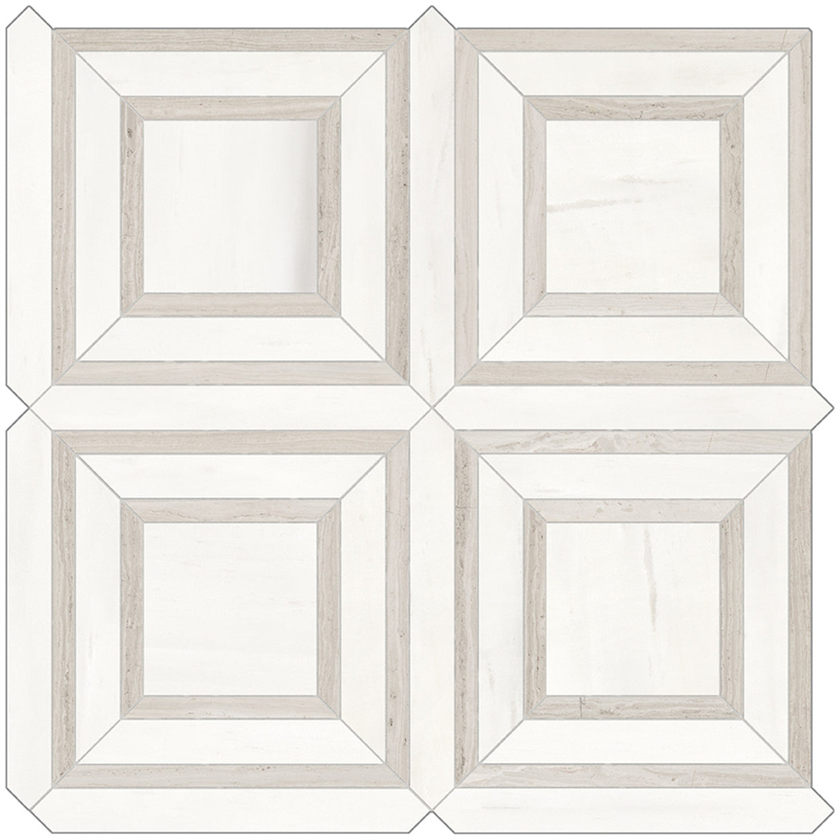 Anatolia Tile Mayfair Suave Bianco Piazza Polished Porcelain Mosaics. 1 Sheet = .96 Sq. Ft. 4501-0156-1 Suave Bianco Piazza - premium natural stone mosaic tile from Anatolia Tile, available at PoshHaus showroom in Keene, NH