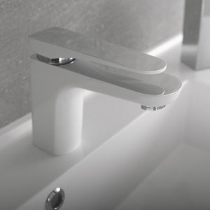 DAX Brass Single Handle Bathroom Faucet, White DAX-805A-CW