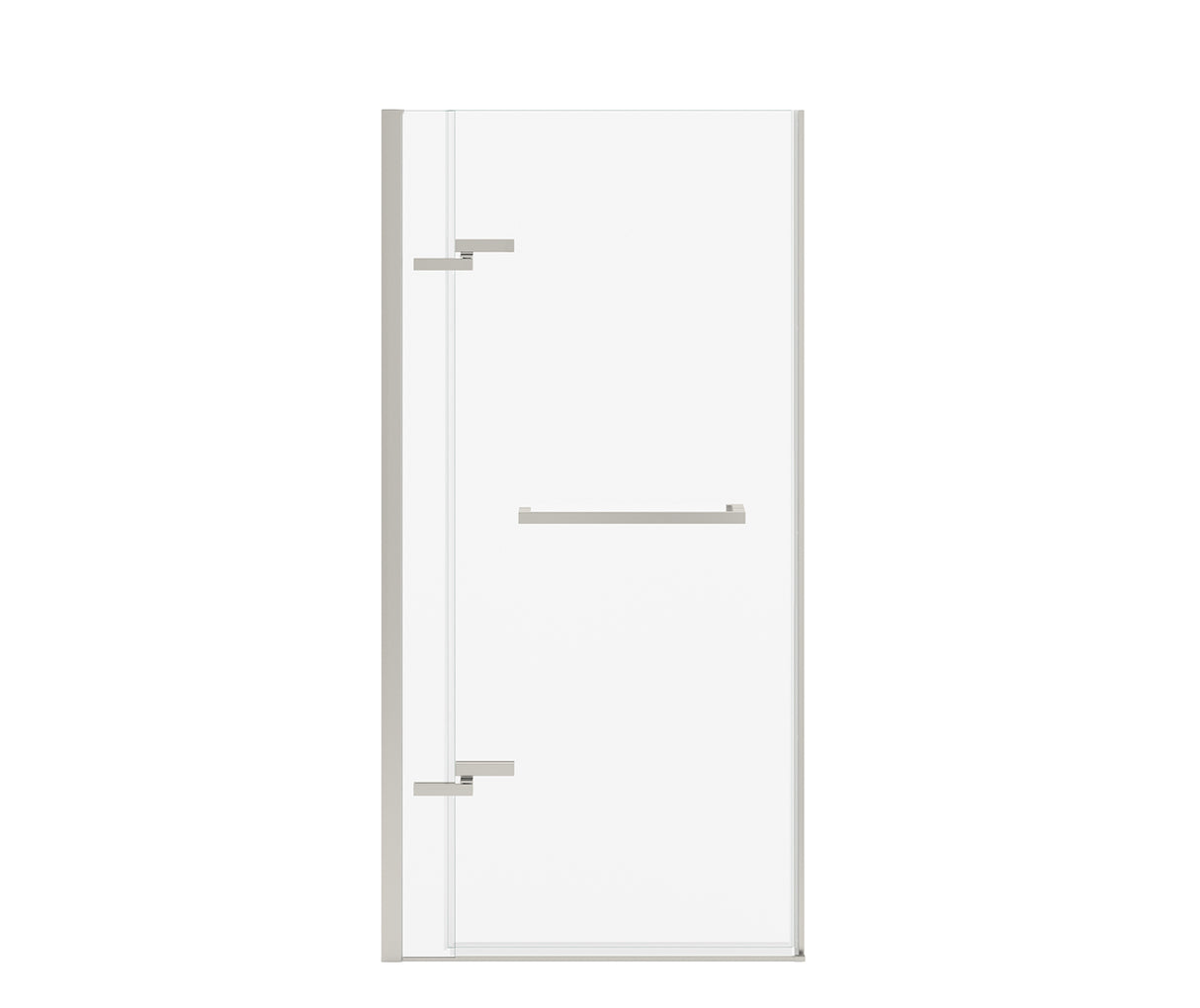 MAAX 139580-900-305-000 Reveal Sleek 71 56-59 x 71 ½ in. 8mm Pivot Shower Door for Alcove Installation with Clear glass in Brushed Nickel