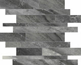 Anatolia Tile Evolution Carbon Random Strip Matte Porcelain Mosaics. 1 Sheet = .96 Sq. Ft. 4501-0097-0 (69-203) Carbon Random Strip - premium natural stone mosaic tile from Anatolia Tile, available at PoshHaus showroom in Keene, NH