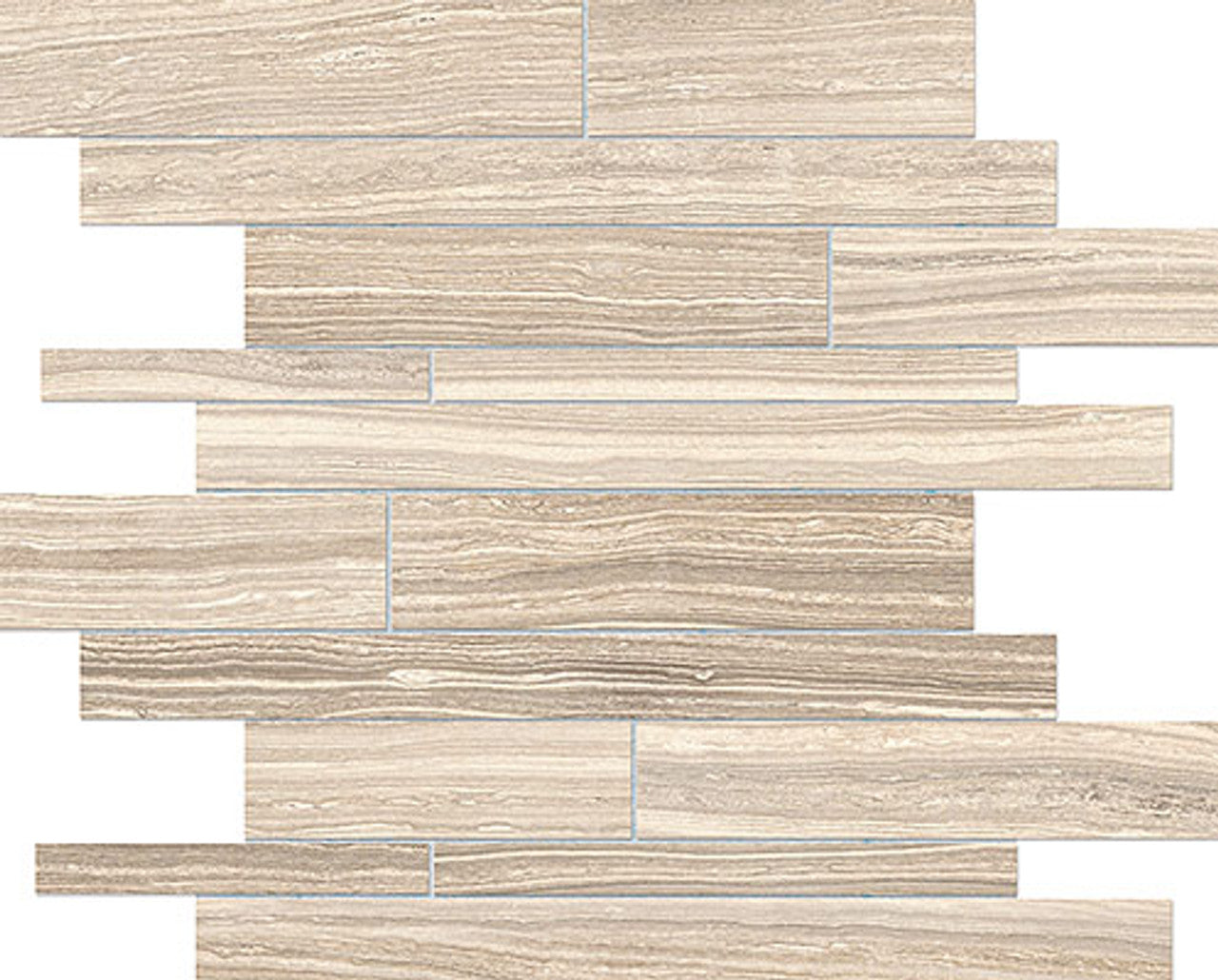 Anatolia Tile Eramosa Sand Random Strip Matte Porcelain Mosaics. 1 Sheet = .96 Sq. Ft. 4501-0091-0 (69-237) Sand Random Strip - premium natural stone mosaic tile from Anatolia Tile, available at PoshHaus showroom in Keene, NH
