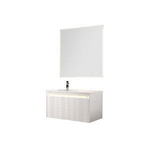 Blossom Voyage 36″ Vanity with Droplet-Shaped Basin - LED Illuminated & Wave-Shaped Front Design