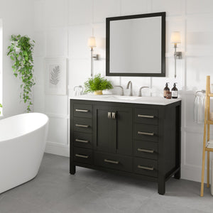 Aberdeen 42 in. Espresso Single Sink Bath Vanity with Carrara Quartz Top and Undermount Porcelain Sink