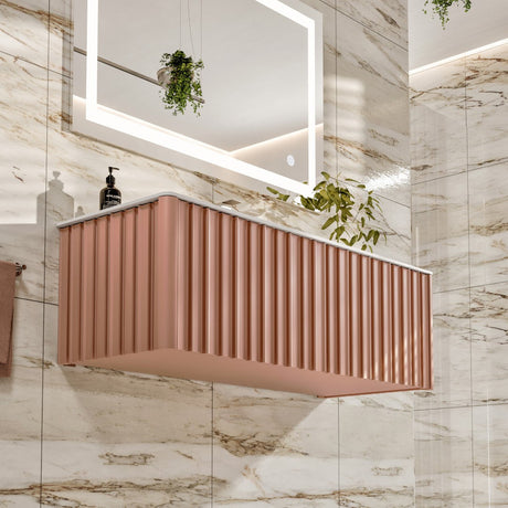 Dolce Vita 48 in. Blush Wall Mount Single Sink Bath Vanity with Solid Surface Top and Integrated Sink