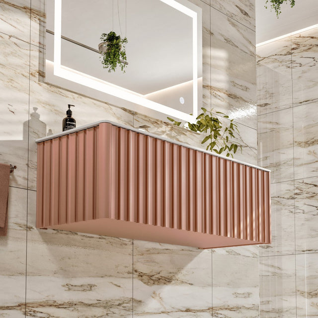 Dolce Vita 48 in. Blush Wall Mount Single Sink Bath Vanity with Solid Surface Top and Integrated Sink