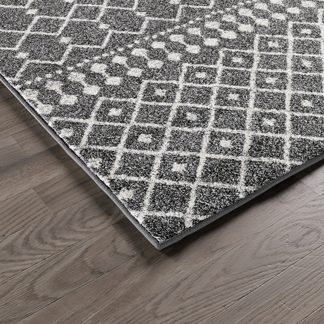 Eviva Grid 8' x 10' Geometric Gray/Cream Rug