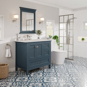 Britney 36 in. Ash Blue Single Sink Bath Vanity with Carrara Quartz Top and Undermount Porcelain Sink