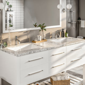 Natalie 60 in. White Double Sink  Bath Vanity with Carrara Marble Top and Undermount Porcelain Sinks