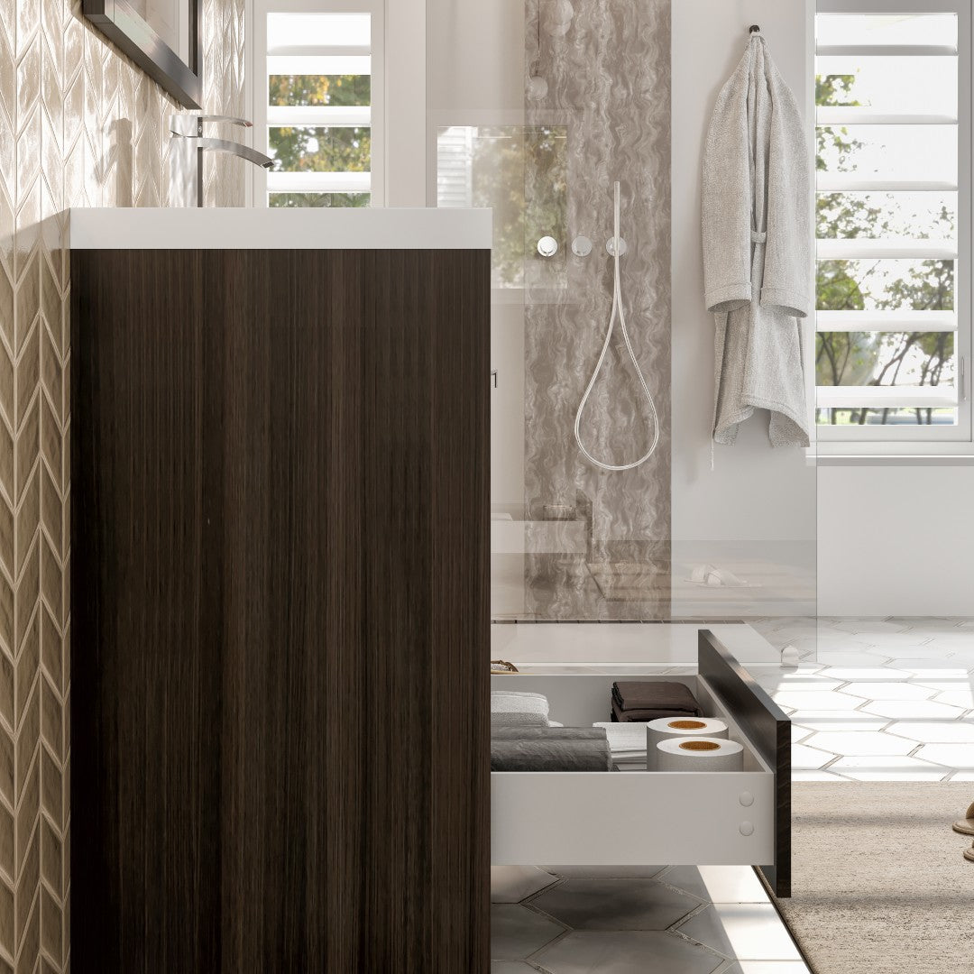 Lugano 24 in. Gray Oak Single Sink Bath Vanity with Acrylic Top and Integrated Sink