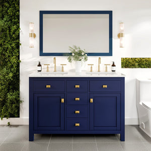 Eviva Acclaim 48" x 30" Rectangular Blue Wooden Framed Mirror