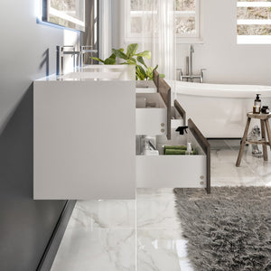 Vienna 75 in. Concrete Gray Wall Mount Double Sink  Bath Vanity with Acrylic Top and Integrated Sinks