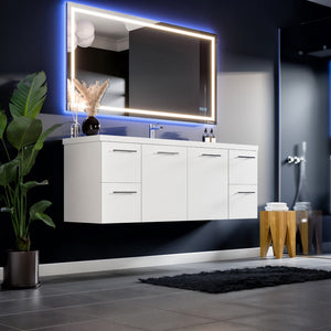 Axel 59 in. White Wall Mount Single Sink Bath Vanity with Acrylic Top and Integrated Sink