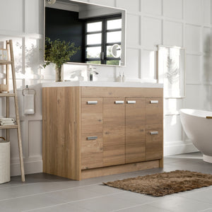 Lugano 42 in. Natural Oak Single Sink Bath Vanity with Acrylic Top and Integrated Sink