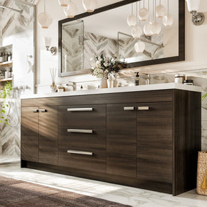 Lugano 84 in. Gray Oak Double Sink  Bath Vanity with Acrylic Top and Integrated Sinks