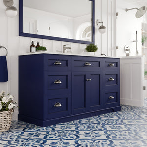 Epic 60 in. Blue Single Sink Bath Vanity with Carrara Quartz Top and Undermount Porcelain Sink