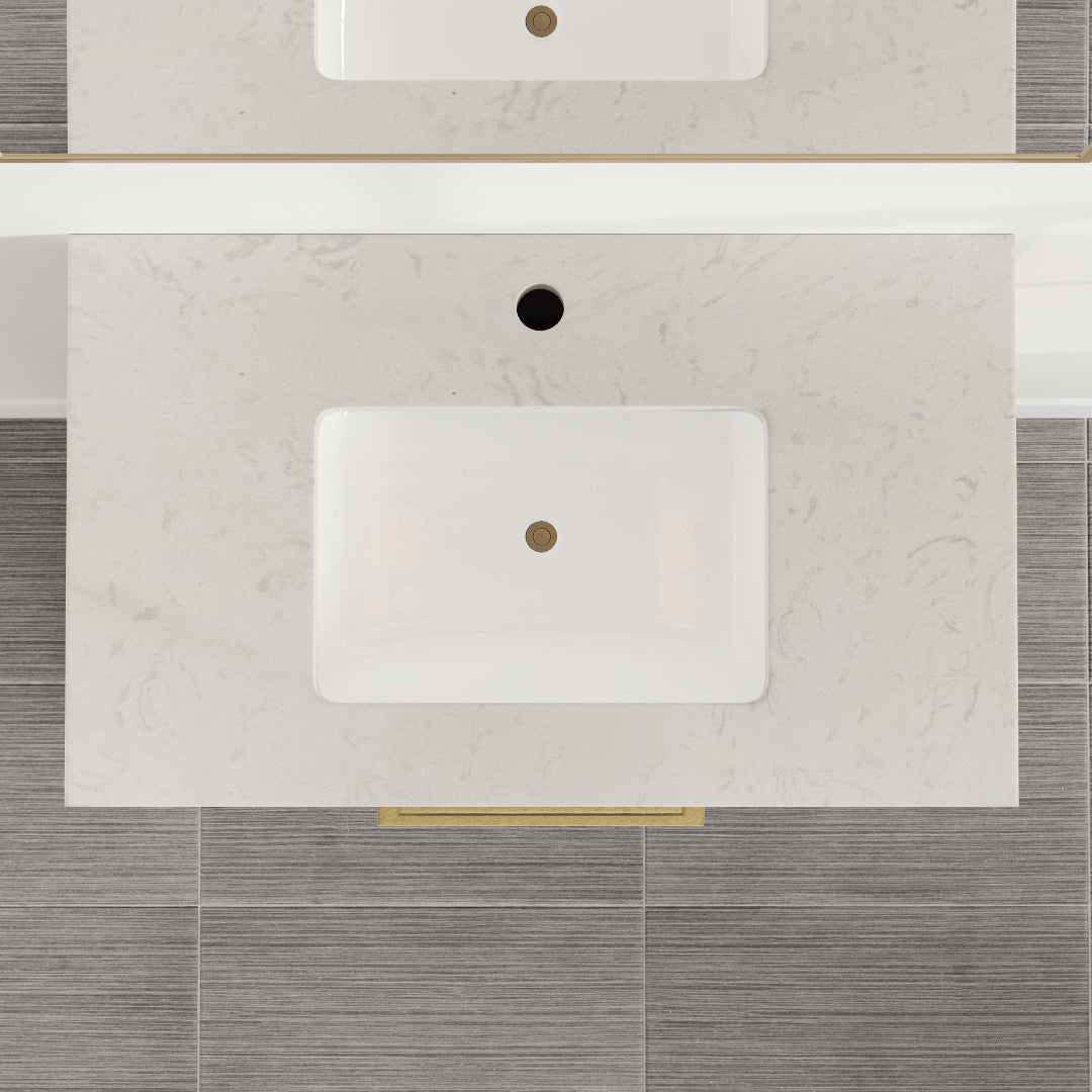 Curio 30 in. Walnut Single Sink Bath Vanity with Carrara Quartz Top and Undermount Porcelain Sink