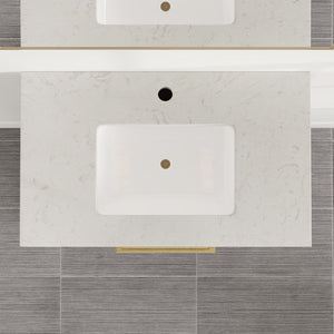 Curio 30 in. Walnut Single Sink Bath Vanity with Carrara Quartz Top and Undermount Porcelain Sink