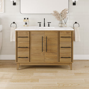 Graham 48 in. Oak Single Sink Bath Vanity with Arabescato Engineered Stone Top and Undermount Porcelain Sink