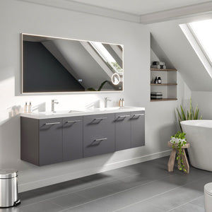 Eviva Illuminate 72" x 30" Rectangular Chrome Aluminum Framed Mirror