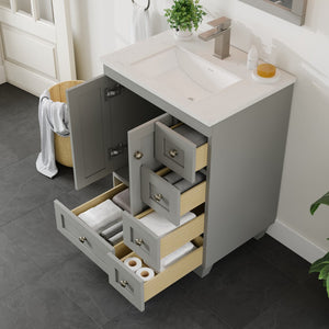 Acclaim 24 in. Gray Single Sink Bath Vanity with Carrara Quartz Top and Undermount Porcelain Sink
