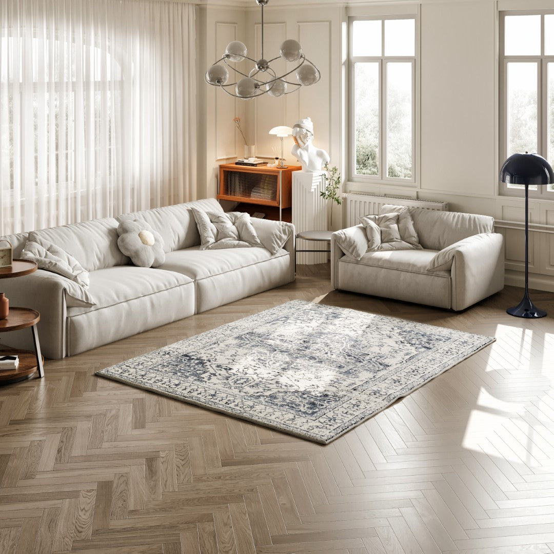 Eviva Venus 3' x 5' Geometric Blue/Cream Rug
