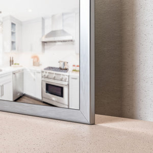 Eviva Sax 47" x 20" Rectangular Brushed Nickel Metal Framed Mirror