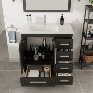 Loon 30 in. Espresso Single Sink Bath Vanity with Carrara Quartz Top and Undermount Porcelain Sink