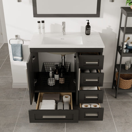 Loon 30 in. Espresso Single Sink Bath Vanity with Carrara Quartz Top and Undermount Porcelain Sink